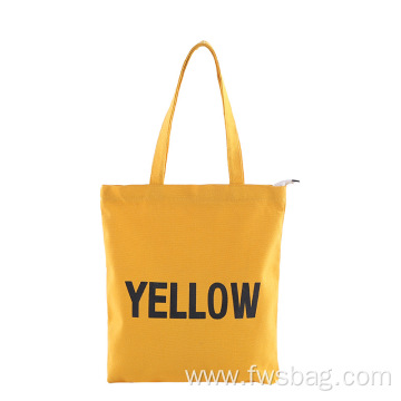 Factory Wholesale Promotional Custom Logo Large Capacity One-shoulder Simple Design Tote Canvas Shopping Bag With Zipper